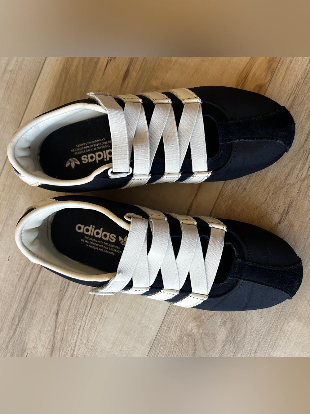 adidas Tokyo Women’s Black and Cream Retro Lace-Up Sneakers